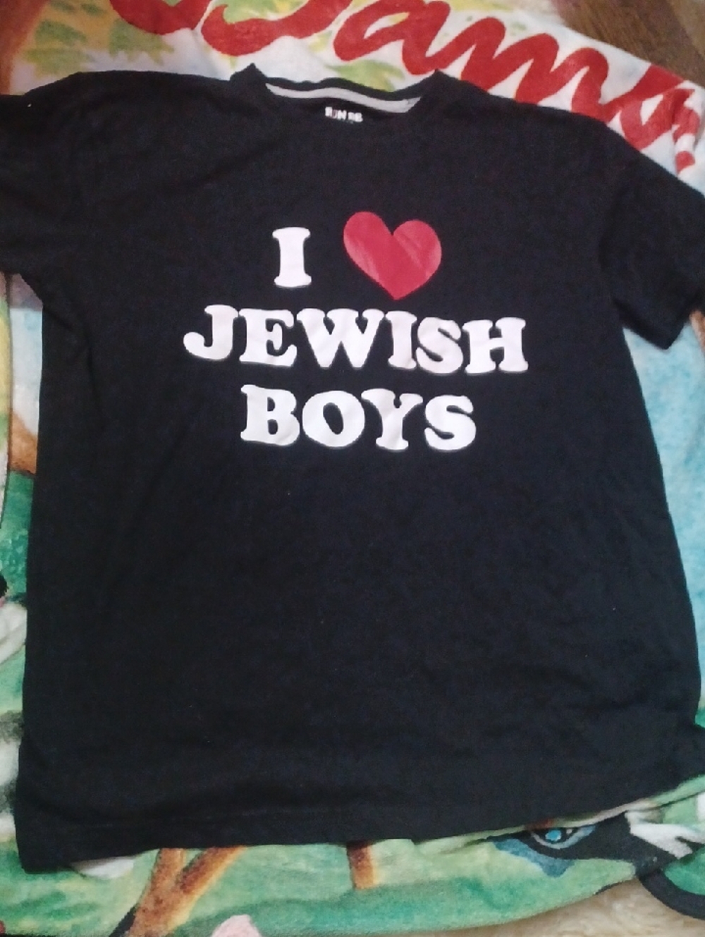 Black Tee with Red Heart "I ♥ Jewish Boys"